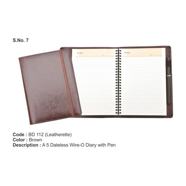 A5 Dateless Wire-O Diary with Pen (BD112)