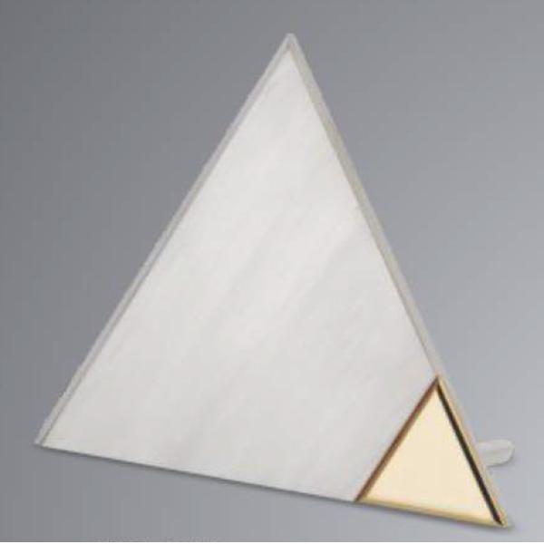 Crystal Glass Triangle Memento with Metal Corner (TRO-2254)