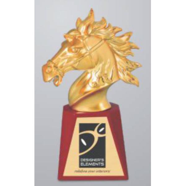 Metal Horse Trophy on Wooden Base (TRO-2263)