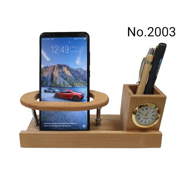 Wooden Pen Stand and Mobile Holder with Watch (2003)