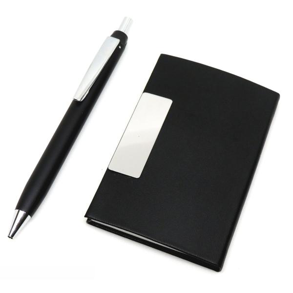 Gift Set of Card Holder and Pen, Black (GL-219)