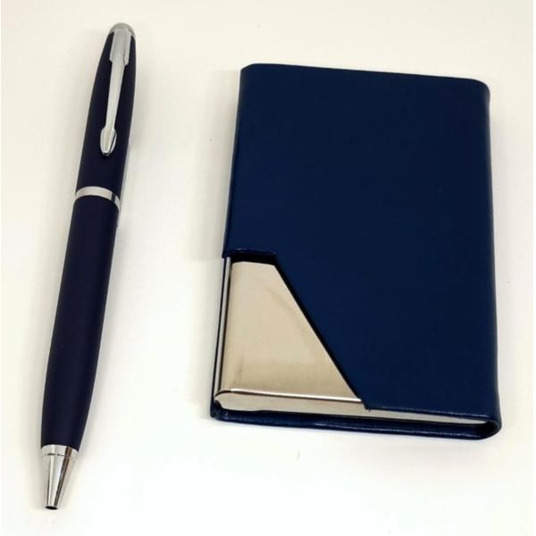 Gift Set of Card Holder and Pen, Royal Blue (GL-231)