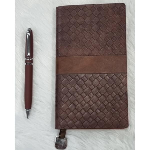 Gift Set of Pen and Notebook, Textured Tan (GL-518)