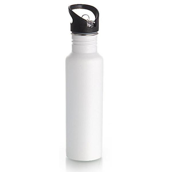 White Single Wall Bottle with Straw, 650ml (Vintage)