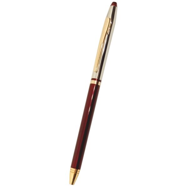 Metal Alora Slim Chrome/Maroon/Gold Ball Pen (PN40113)