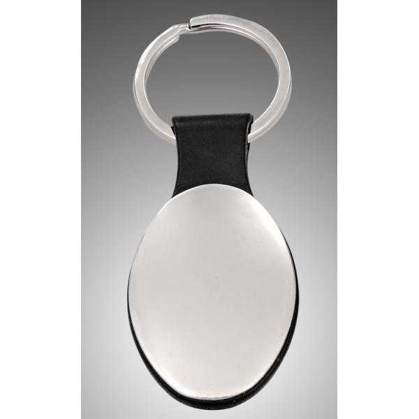 Oval metal / PU keychain (J-44)