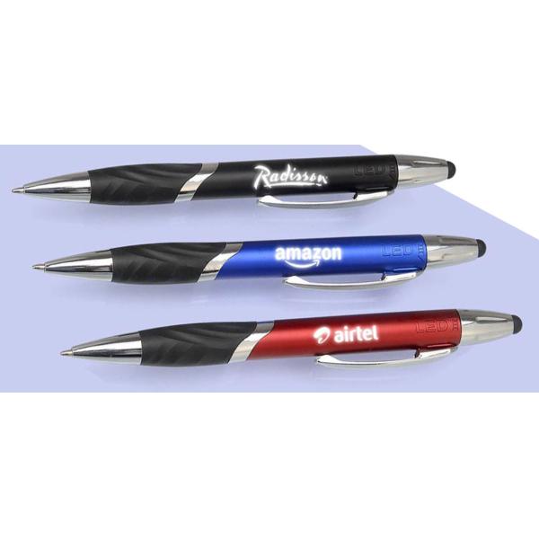 Twist logo pen with logo highlight and stylus (L-110)
